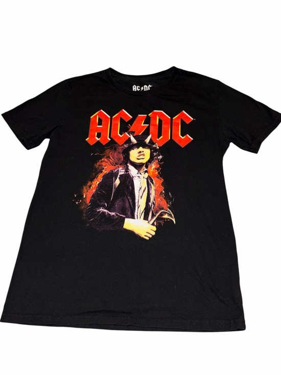 AC/DC Other - AC/DC Black Short Sleeve Tee with Red Logo and Flame Art